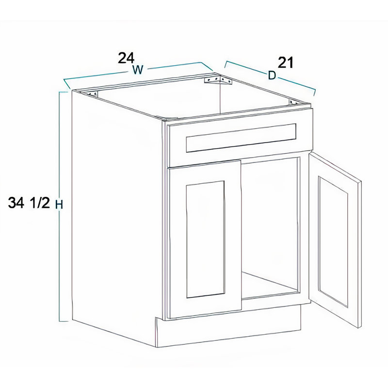 Vanity Atelier 24'' Single Bathroom Vanity Sink Base Cabinet in White ...